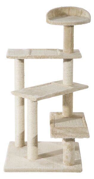 PawHut Ansamblu de Joacă Multinivel pentru Pisici cu Stâlp Zgâriat Sisal 50x50x100cm | Aosom Romania