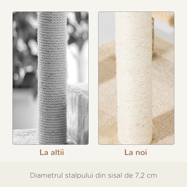 PawHut Ansamblu de Joacă Multinivel pentru Pisici cu Stâlp Zgâriat Sisal 50x50x100cm | Aosom Romania