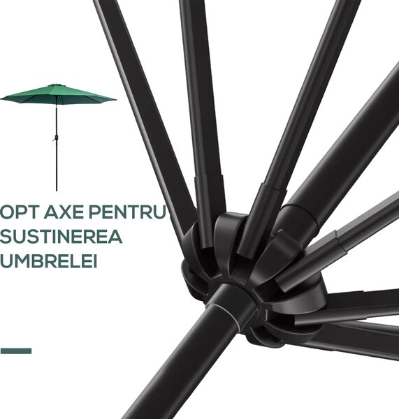 Outsunny Umbrelă de Grădină cu Manivelă și Inclinabilă Φ300x245cm | Aosom Romania