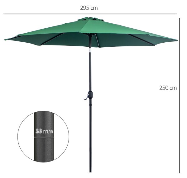 Outsunny Umbrelă de Grădină cu Manivelă și Inclinabilă Φ300x245cm | Aosom Romania