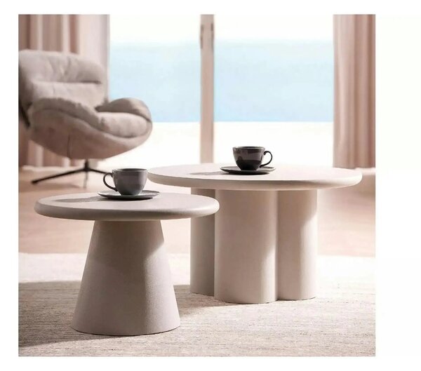 Masuta cafea ROSALIA, gri deschis, microciment, 80x45 cm