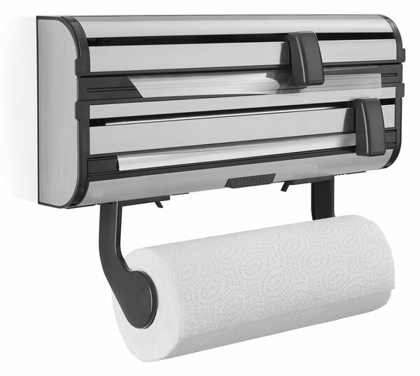 Dispenser pentru prosoape de bucătărie din hârtie și folie de aluminiu argintiu de montat pe perete din metal Parat Royal – LEIFHEIT