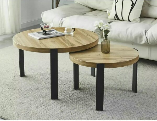Set 2 masute cafea POLO, stejar/negru