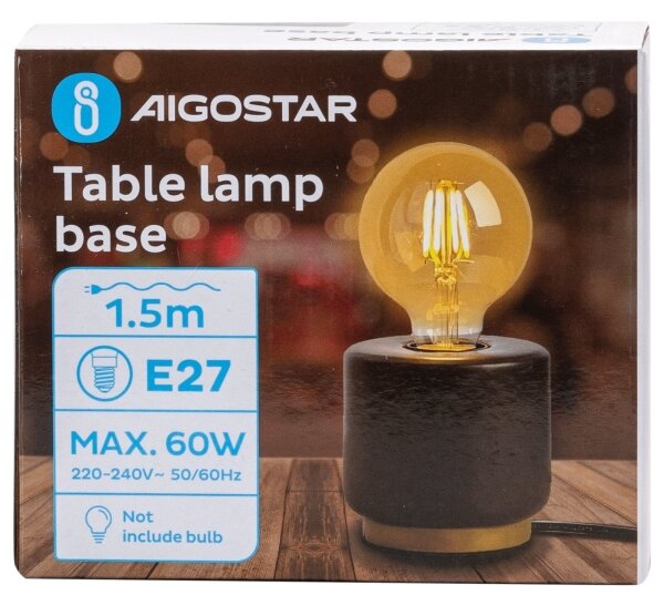 Lampă de masă Aigostar 1xE27/60W/230V negru