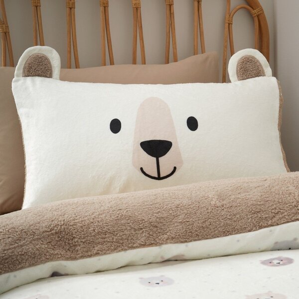 Lenjerie de pat pentru copii maro-crem din micropluș/cocolino pentru pat de o persoană 135x200 cm Cosy Bear – Catherine Lansfield