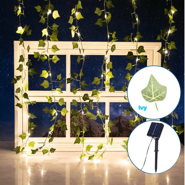 Instalație LED solară Aigostar 70xLED/4x1m IP65 alb cald iederă
