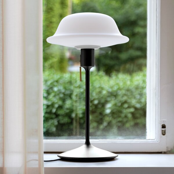 UMAGE Butler lampă de masă abajur din sticlă, bază neagră, Negru, Camera de zi / sufragerie, Metal, Design