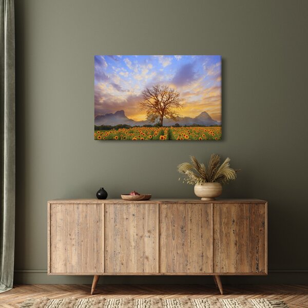 Tablou - Peisaj cu floarea soarelui (90x60 cm)