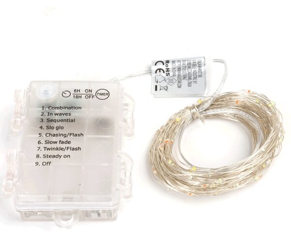 Aigostar - Ghirlandă LED pentru exterior, 50 LED, 8 funcții, alimentare 3 x AA, 5,3 m, IP44, multicoloră
