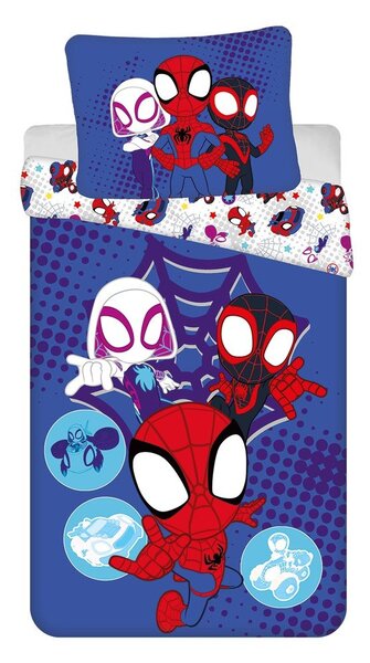 Lenjerie de pat pentru copii albastră din bumbac pentru pat de o persoană 140x200 cm Spidey – Jerry Fabrics