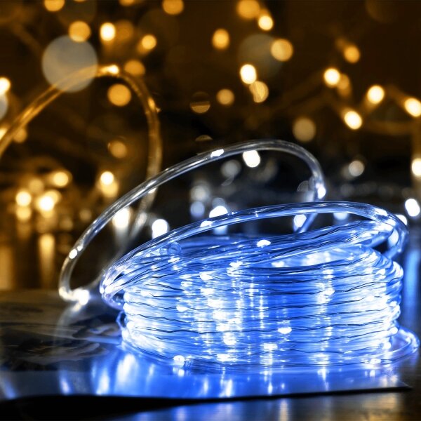 Aigostar - Ghirlandă solară LED, 100 LED-uri, 8 funcții, 12 m, IP65, alb rece