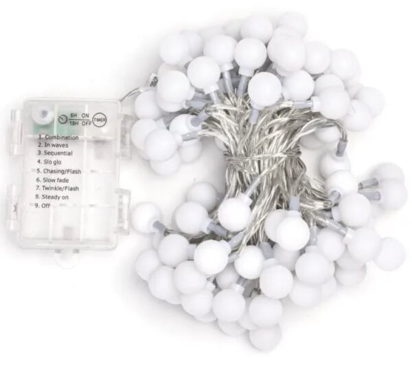 Aigostar - Ghirlandă LED de exterior 100xLED/3xAA/8 moduri 10,3 m IP44 alb rece