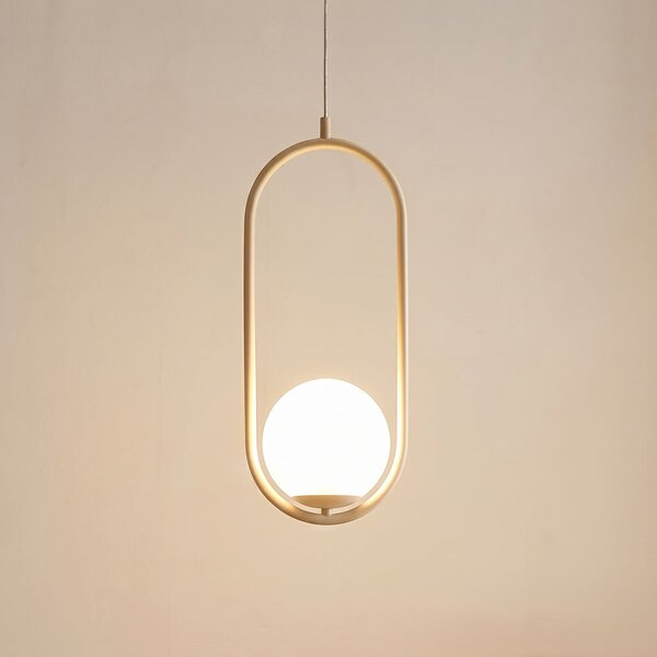 ALDEX Dione lampă suspendată, opal/crem, 1 bec, reglabil, Bej, Camera de zi / sufragerie, Sticlă, Modern, glob