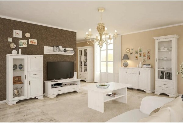 Mobilier living clasic IRYS, pin alb anderson, PAL laminat, 7 piese