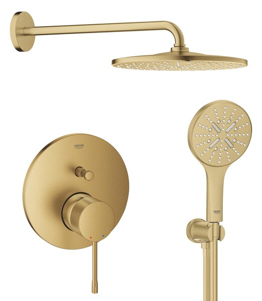 Set cap de duș cu braț Grohe Rainshower 26558GN0, baterie cadă-duș Grohe Essence 24058GN1, 26574GN0, 26658GN0, 28362GL1