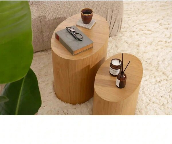 Set 2 masute ELIPSE, stejar, 48x33x41/40x24x33 cm