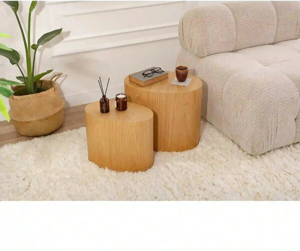 Set 2 masute ELIPSE, stejar, 48x33x41/40x24x33 cm