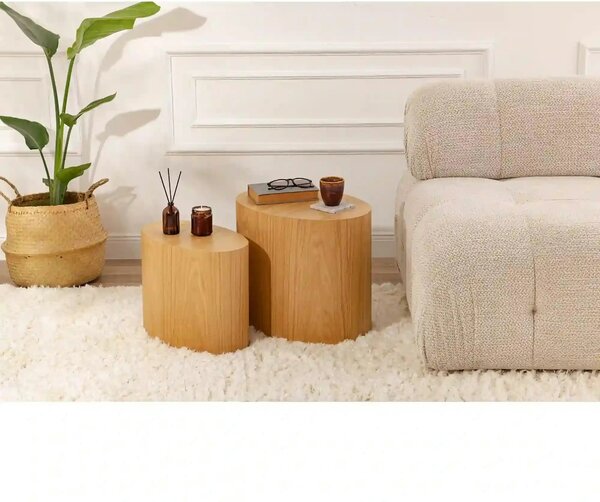 Set 2 masute ELIPSE, stejar, 48x33x41/40x24x33 cm