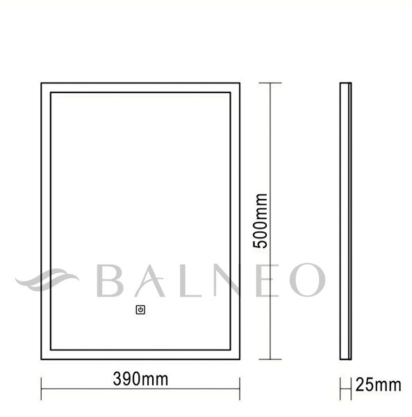 Balneo Cosmo oglindă 39x50 cm dreptunghiular cu iluminare cu covoraș de încălzire L0201020401-2