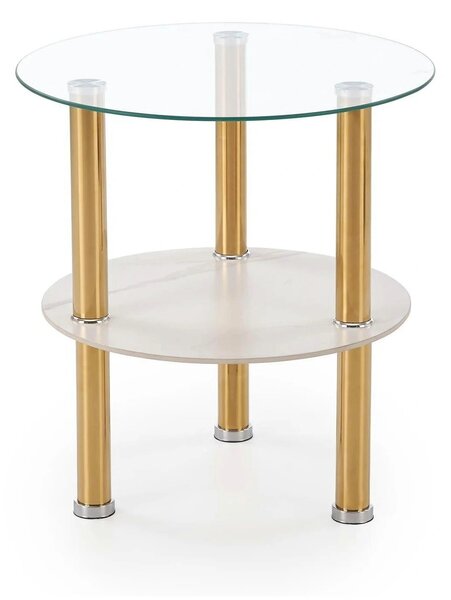 Masuta DUCAT S, transparent/auriu, sticla/otel, 45x49 cm