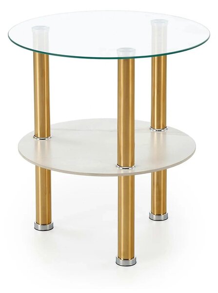 Masuta DUCAT S, transparent/auriu, sticla/otel, 45x49 cm