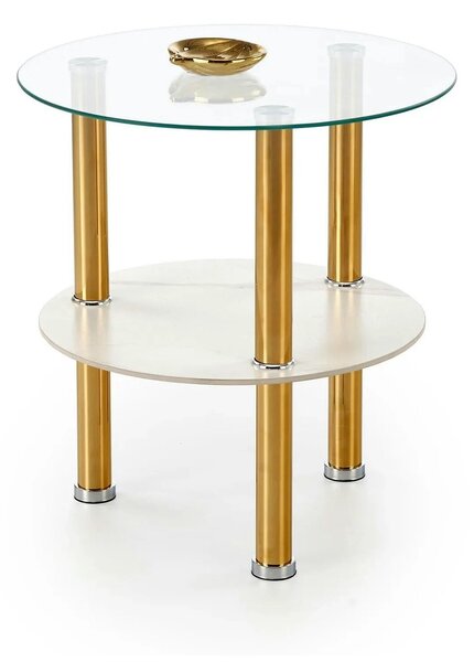 Masuta DUCAT S, transparent/auriu, sticla/otel, 45x49 cm