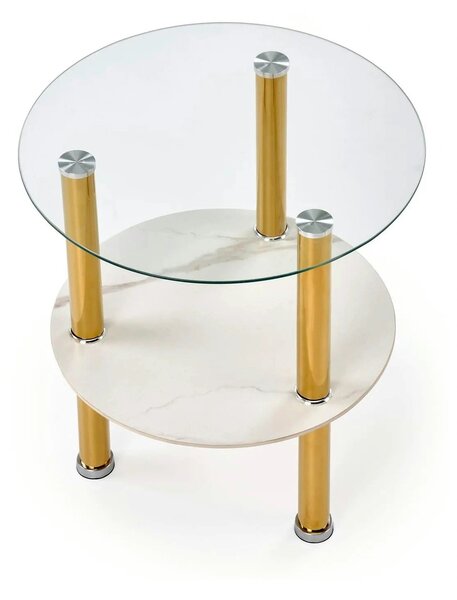 Masuta DUCAT S, transparent/auriu, sticla/otel, 45x49 cm