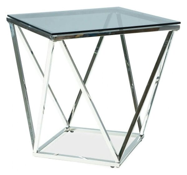 Măsuță cafea SILVER B, transparent/crom, sticlă securizată/metal, 50x5