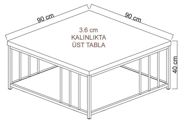 Masuta cafea Zenn, gri antracit/negru, PAL melaminat/metal, 90x90x40 c