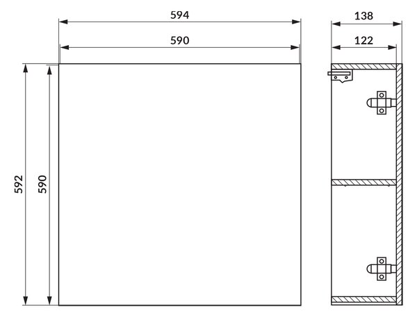 Cersanit Ovida dulap 59.4x13.8x59.2 cm laterala pe perete stejar S1058-014