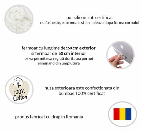Perna multifunctionala gravide Kidizi Inga XXL Pink Stars, husa bumbac detasabila