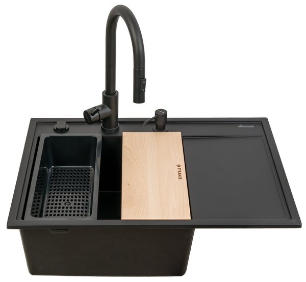 Pyramis Camea chiuvetă din granit cu baterie 68x50 cm negru 070223912BEI