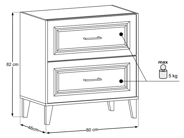 Comad Dorothy Ristretto dulap 80x46x82 cm sub chiuveta pe picioare stejar DOROTHY RISTRETTO 82-80-46-2S
