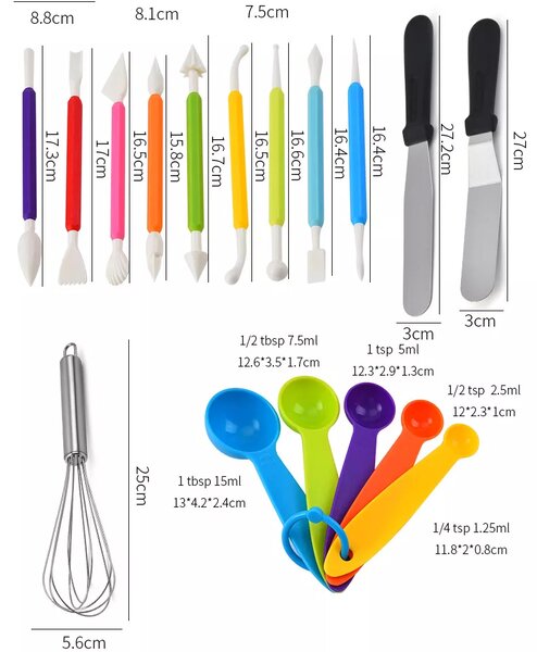 Set platou rotativ 66 piese, duze pentru ornat si modelatoare martipan, onuvio™ elena