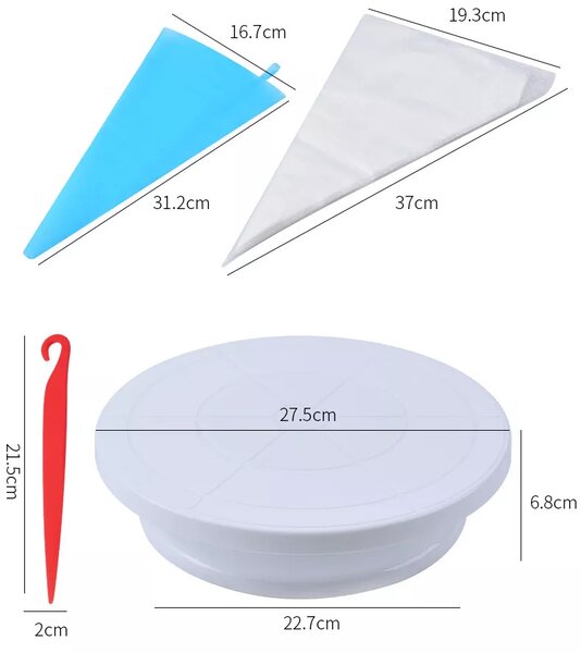 Set platou rotativ 66 piese, duze pentru ornat si modelatoare martipan, onuvio™ elena