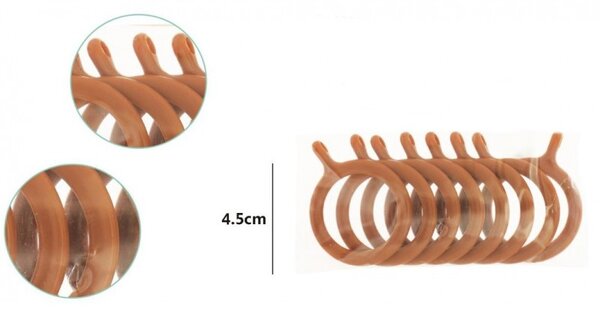 Set 8 carlige pentru perdeaua de dus, diametru 4.5 cm, maro