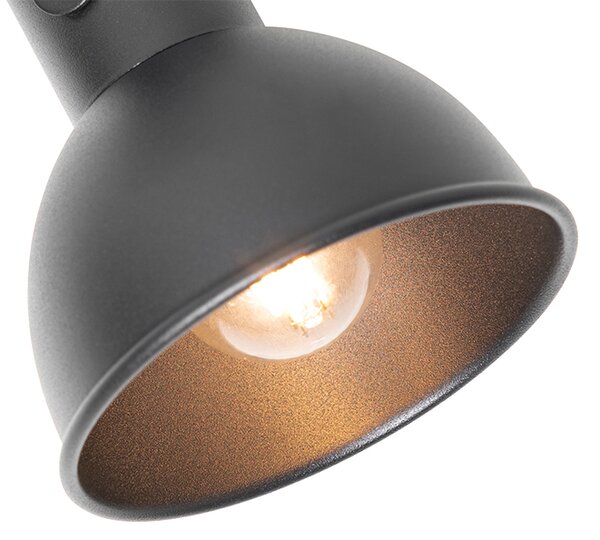 Spotlight industrial negru cu lemn inclinabil 2 lumini - Tommy