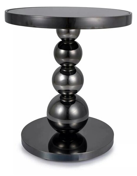 Masuta cafea RIMA, negru, sticla/metal, 50x56 cm