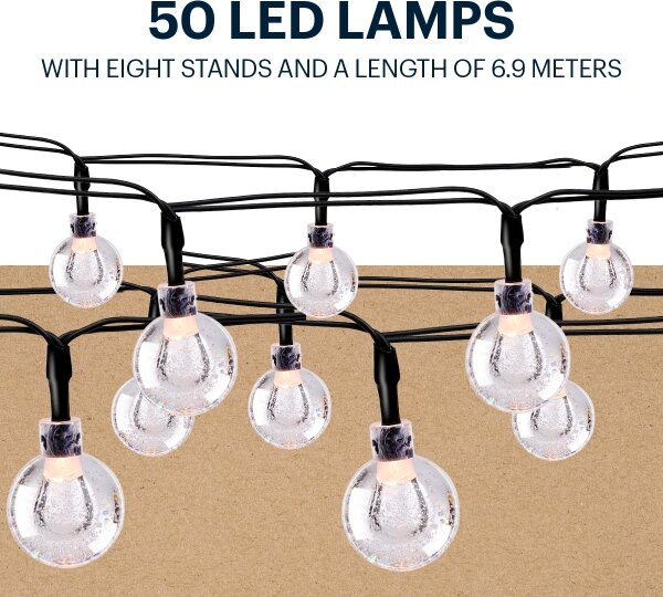 Lanț LED solar Grundig 50xLED/8 funcții 6,9 m alb cald