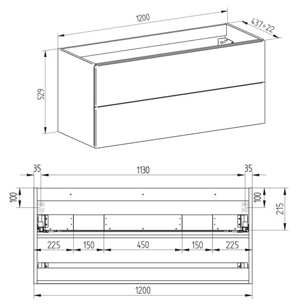 Mereo, Mereo Aira, mobilier de baie cu lavoar ceramic 121 cm, alb, MER-CN713