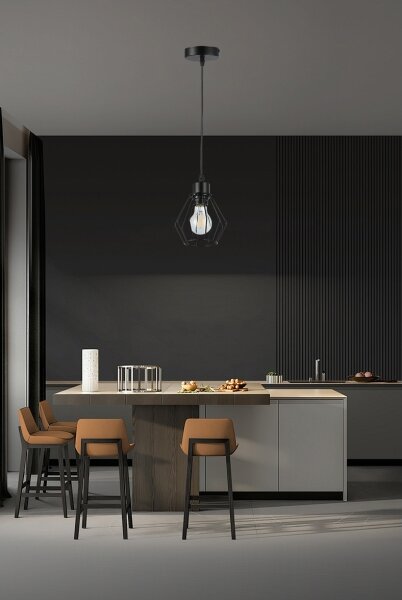 Lustră pe cablu 1xE27/35W/230V d. 18 cm negru