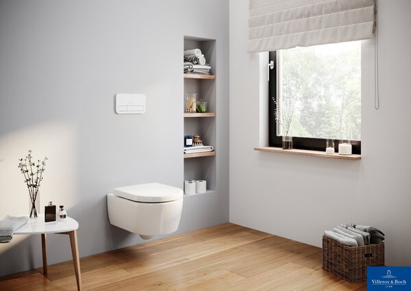 Villeroy & Boch Avento vas wc cu capac soft-close agăţat fără margine alb 5656HR01