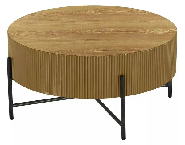 Măsuță cafea TUCA, stejar/negru mat, furnir/metal/MDF, 80x80x40 cm