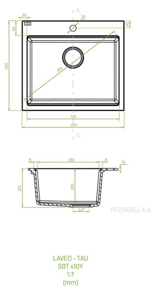 Laveo Tau chiuvetă din granit 57x50 cm bej SBT410Y