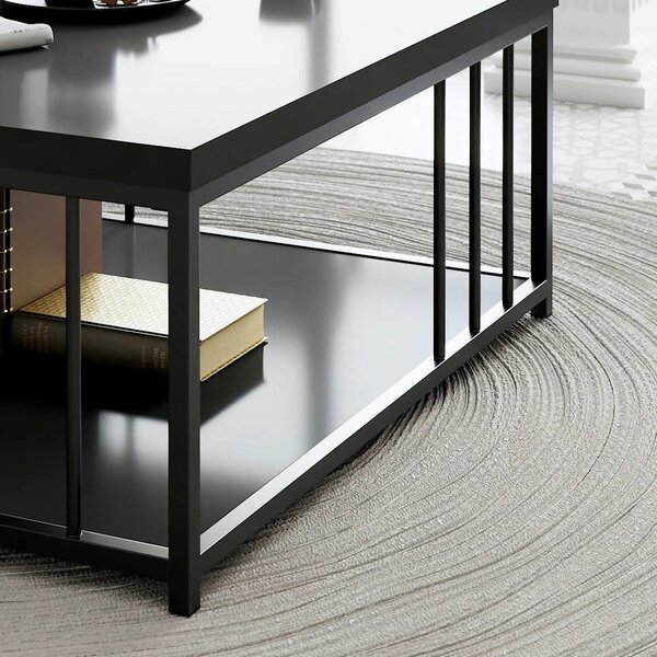 Masuta cafea Zenn, gri antracit/negru, PAL melaminat/metal, 90x90x40 c