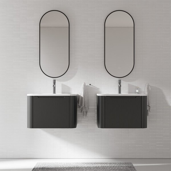 Oltens Nordlis oglindă 50x120 cm oval cu iluminare cu covoraș de încălzire negru 64114300