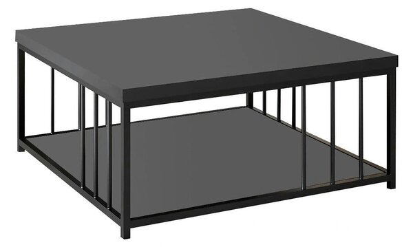 Masuta cafea Zenn, gri antracit/negru, PAL melaminat/metal, 90x90x40 c