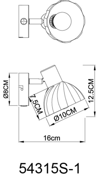 Spot de perete Globo 54315S-1 ZACHERY 1xE14/40W/230V negru