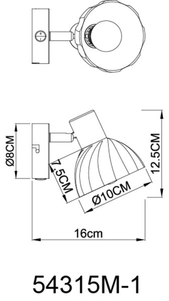 Spot de perete Globo 54315M-1 ZACHERY 1xE14/40W/230V auriu