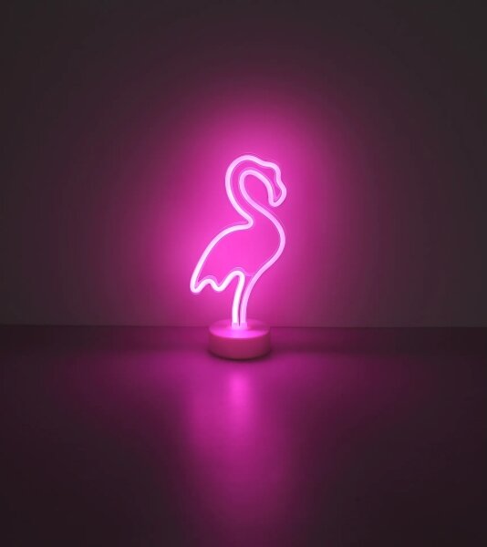 Decorațiune LED neon de masă Globo 28064 FLAMINGO LED/2W/3xAA flamingo